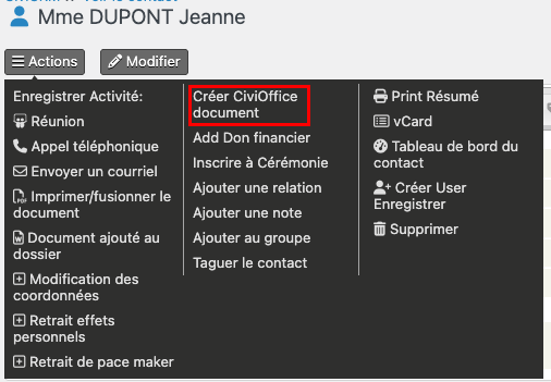 Envoi courrier d'information