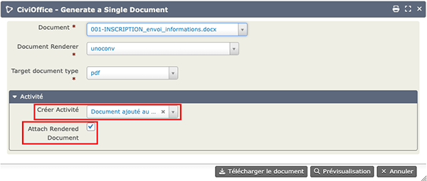 Choix du modele de courrier information